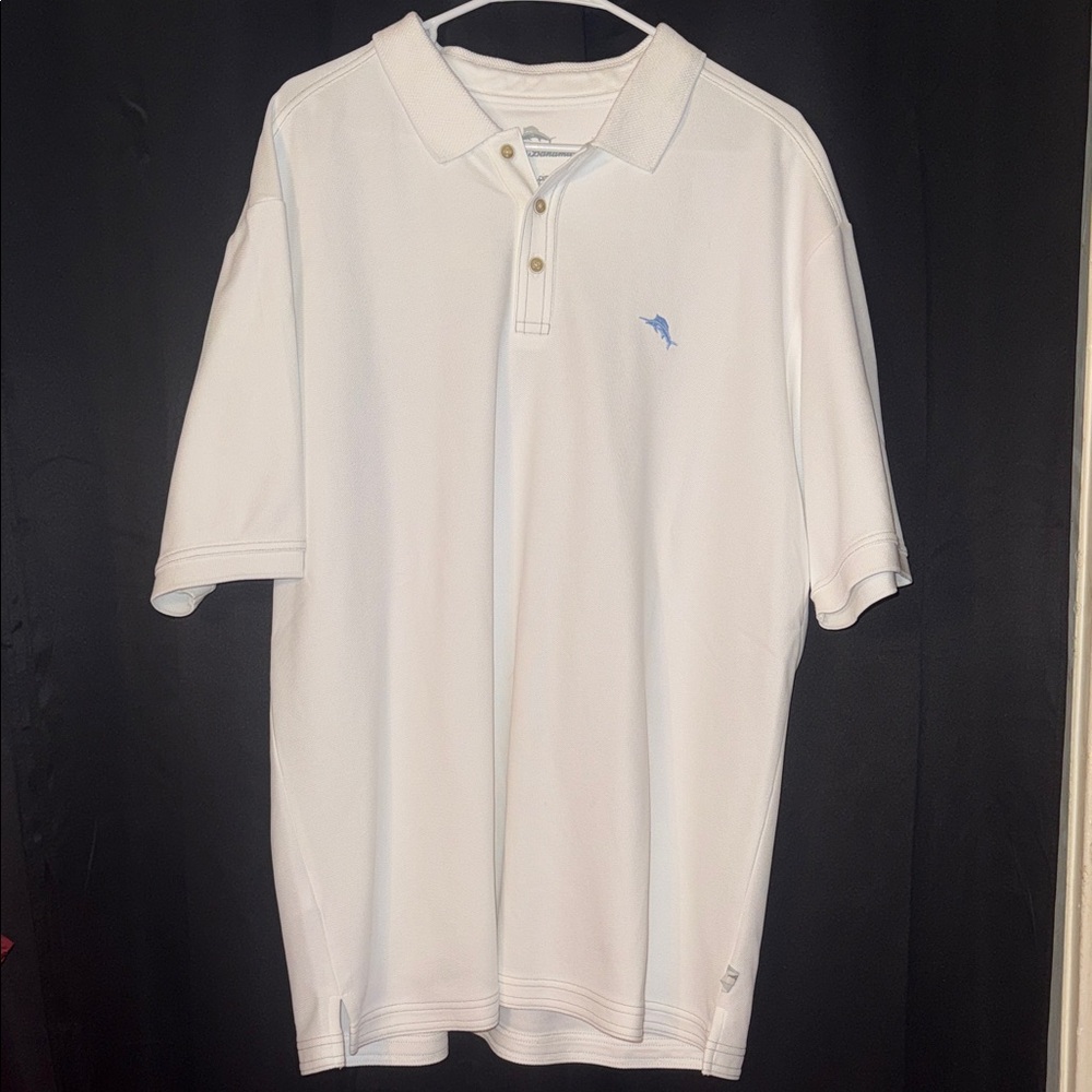 Tommy Bahama White Polo Shirt with Blue Logo